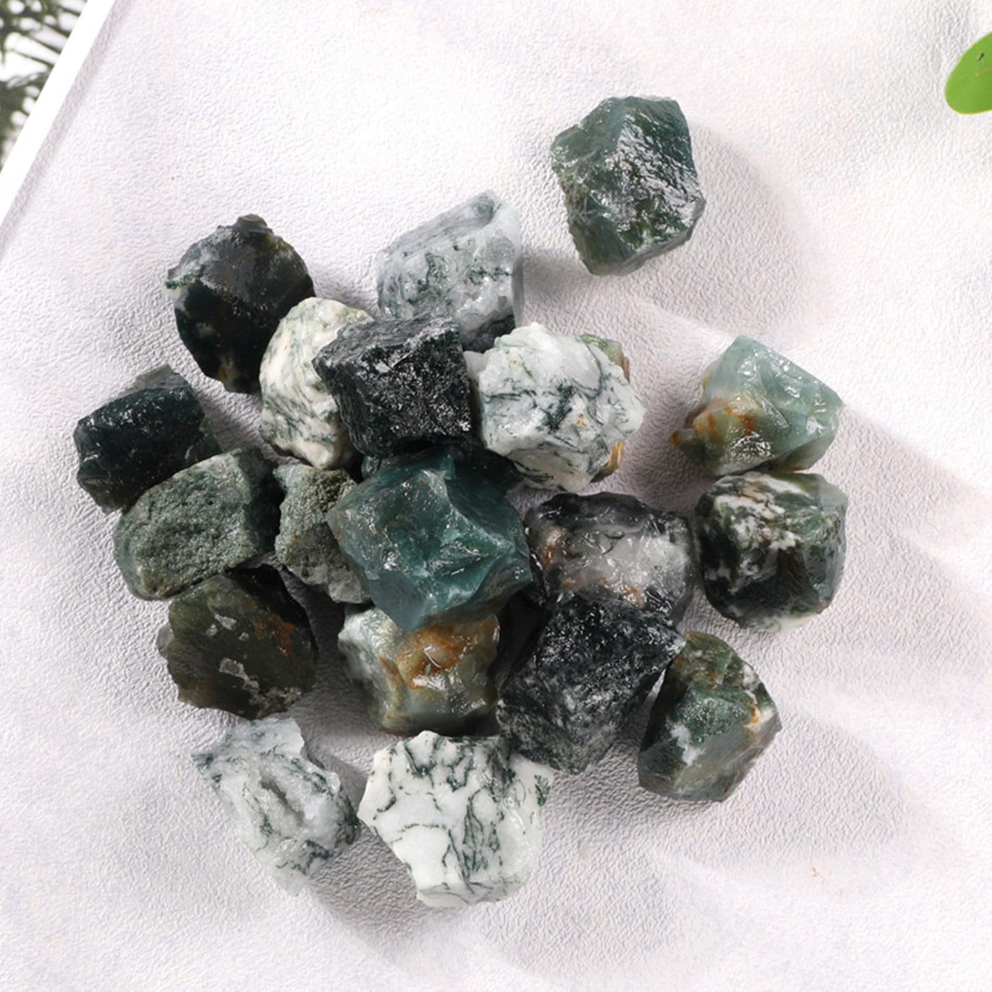 Moss Agate Raw Crystals Healing Crystals Natural Rough Stones 1.2-2" for Tumbling, Fountain Rocks, Yoga, Meditation, Polishin, Gift 28