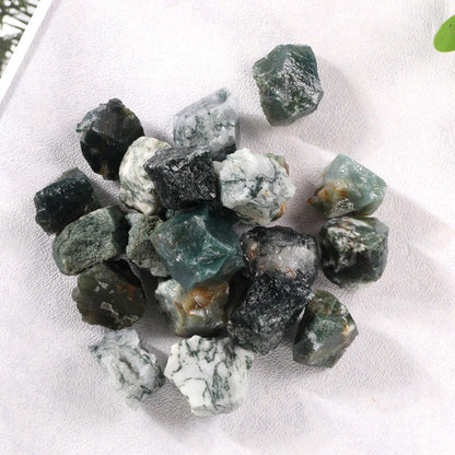 Moss Agate Raw Crystals Healing Crystals Natural Rough Stones 1.2-2" for Tumbling, Fountain Rocks, Yoga, Meditation, Polishin, Gift 28