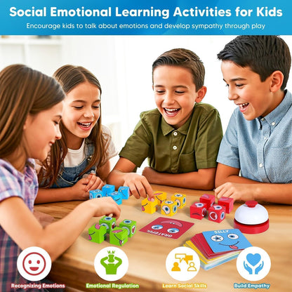 Garybank Feelings Cube Game for Kids Social Emotional Learning, W/56 Emotion Cards, Autism Speech Therapy Materials & Activities, School Counselor Office Must Haves, Feeling Toy for Kids