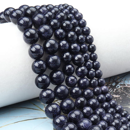 Siomia 60pcs 6mm Natural Blue Sandstone Gemstone Beads Energy Healing Crystal Round Loose Stone Beads for Jewelry Making, DIY Bracelets Necklaces