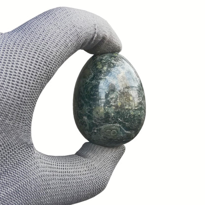 Sunshcat Natural Kambaba Jasper Egg Shaped Meditation Chakra and Home Decor Balance Crystals and Healing Stones Statue Set,35 * 50mm Easter and Thanksgiving Gift,with Wooden Bracket