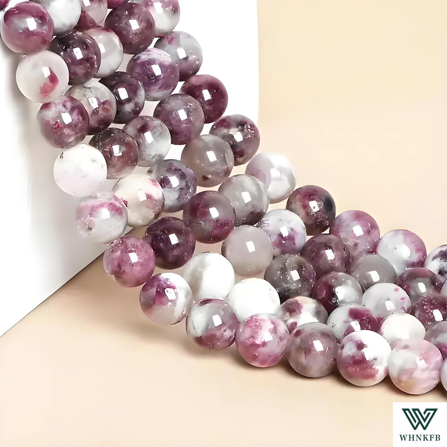 WHNKFB 10mm 50PCS Natural Watermelon Tourmaline Round Beads, Pink-Green Loose Gemstone Beads for Jewelry Making Craft - 6mm 8mm 10mm Options with Free Elastic Cord