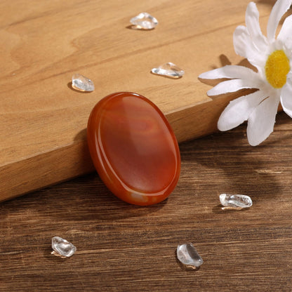 GolbalJew Carnelian Thumb Worry Stone for Anxiety Healing Crystals Sets, Hand Carved Crystals and Healing Stones, Meditation Crystal Reiki Natural Relax Palm Stone for Anxiety Therapy Relief
