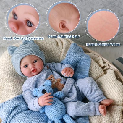 BABESIDE Realistic Reborn Baby Dolls Boy - Ailsa 17 Inch Lifelike Newborn Baby Doll Handmade Real Life Baby Dolls Reborn Doll with Soft Cloth Body Gift Toys for Kids Age 3 +