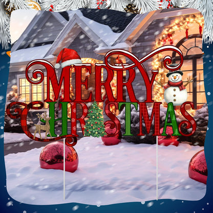 Memorywuu Metal Christmas Decoration Merry Christmas Yard Sign Stake 14.2 Inch Xmas Tree Snowman Santa Hat Outdoor Yard Decor for Xmas Outside Holiday Lawn Decorations Garden Patio Walkway
