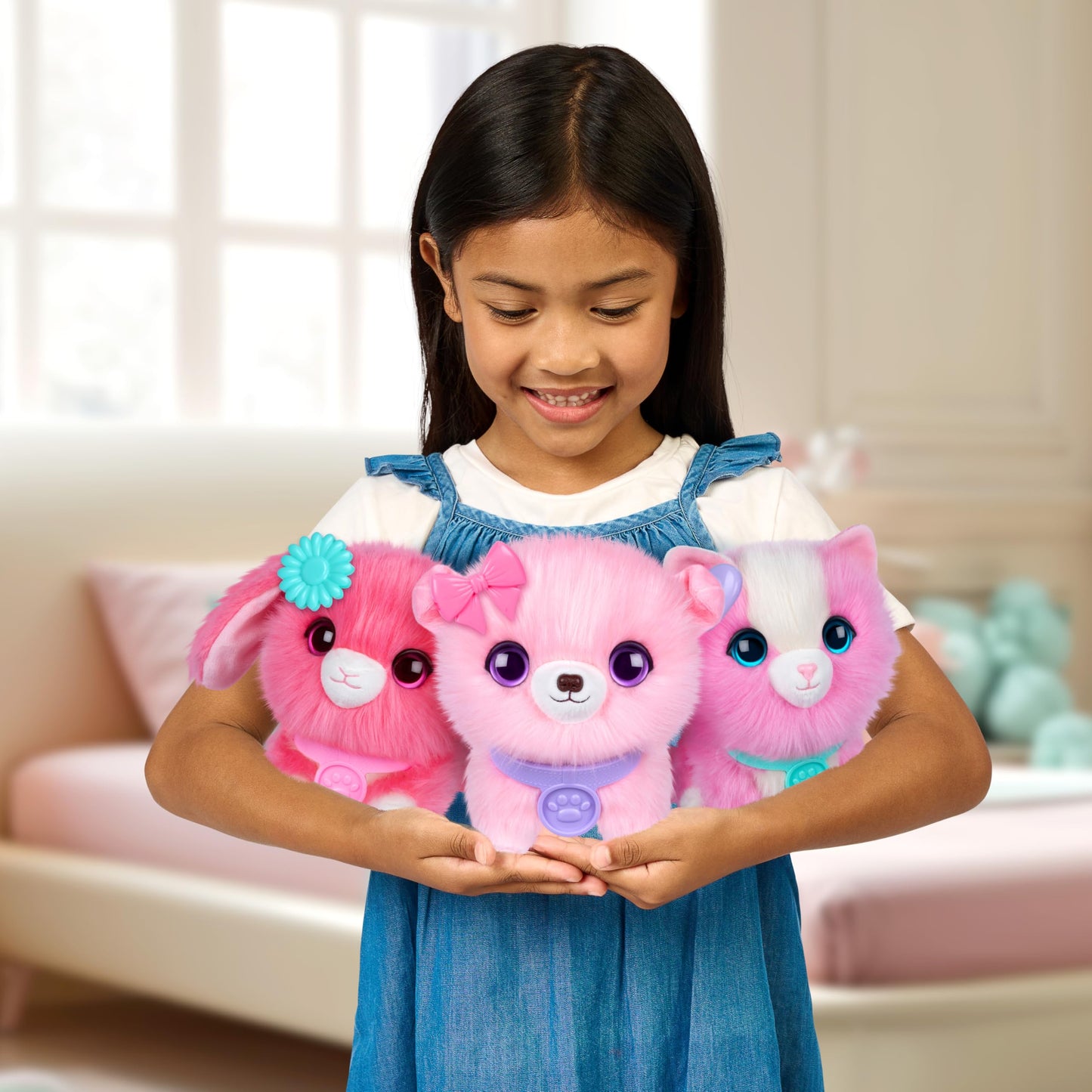 SCRUFFALUVS Pink Surprise Pet, Mystery Plush Toys, Stuffed Animals, Wash to Reveal 1 of 3 Rescue Surprise Toy Pets: Puppy, Bunny, or Kitty - Includes 8.7" Deluxe Carrier - Styles May Vary