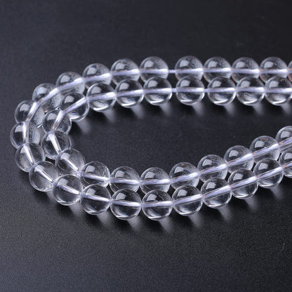 45PCS 8MM Clear White Crystal Quartz Stone Beads Natural Gemstone Bead Crystal Healing Energy Jewelry Making DIY 15 inches
