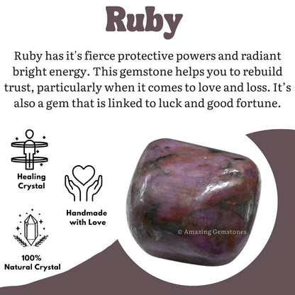 Amazing Gemstone Ruby Crystals and Healing Stones Tumbled, 1 Oz Ruby Stone Gem Stones, Natural Healing Stones for Energy Balance, Stress Relief - Polished Gems Rocks