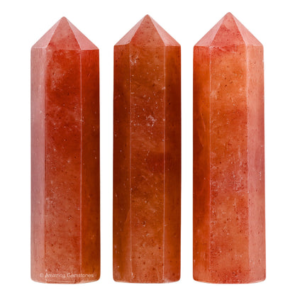 Amazing Gemstone Strawberry Quartz Crystal Points Bulk Healing Crystals and Stones - Pack of 3 Single Terminated Healing Wand Point Bulk Crystals for Crafts, Crystal Grid, DIY Work GIF