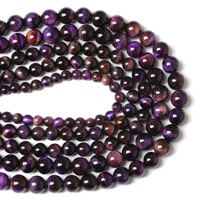 Natural Purple Tiger Eye Beads Round Loose Stone Beads Energy Gemstone Healing Power for Jewelry Making 1 Strand 6mm 60pcs