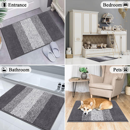 Vaukki Indoor Doormat Entryway Door Mat, Non Slip Absorbent Mud Trapper Mat Inside Floor Mat, Washable Door Carpet for Entryway (20''x32'', Grey)