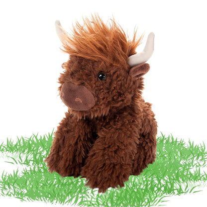 The Petting Zoo Highland Cow Plushie Stuffed Animal, Gifts for Kids, Wild Onez Wildlife Animals, Brown Cow Plush Toy, 9 inches