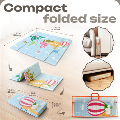 Baby Play Mat 79 x 71 Inch, Extra Large Foldable Play Mats for Babies and Toddlers, Foam Play Mat for Floor Travel Bag