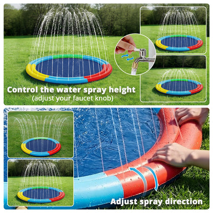Large Splash Pad for Kids & Dogs, 78” Sprinkler Splash Pad with Dual Spray Tubes, Thick Non-Slip Water Play Mat for Backyard, Summer Outdoor Water Toys for Toddlers & Family