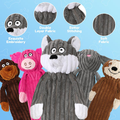 No Stuffing squeaky Dog Toys for large dogs,5pack plush Crinkle chew Dog Toys to Keep Them Busy,Durable Cute Animals Puppy Teething toys for Small Medium Large Breed, dog Gifts & Tug of War Toys