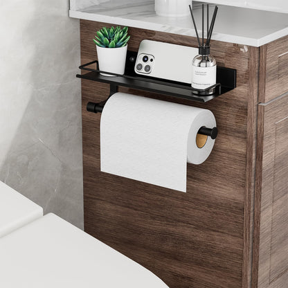 Hand Towel Holder for Bathroom, Self Adhesive Paper Towel Holder Wall Mount for Kitchen, Ideal RV Paper Towel Rack, Matte Black