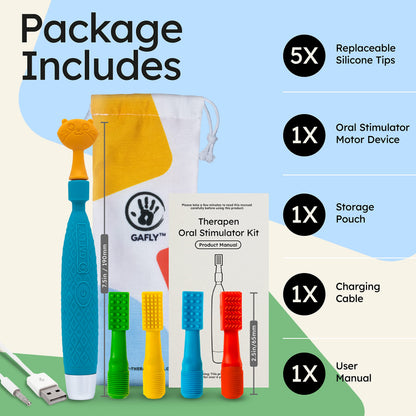 GAFLY Therapen: Rechargeable Oral Massager for Speech Therapy, Sensory Brush, Speech Therapy Toys, Adjustable Speed Setting, USB Charging, Mouth Stimulator, Kids Chew Toys Sensory with Storage Pouch