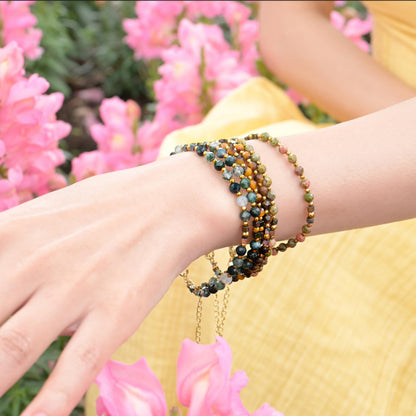 Farfume Moss Agate - Inner Harmony - Crystal Beaded Bracelets, Chakra 4mm Natural Stone Beads Bracelets, Gemstone Spiritual Jewelry Gifts for Mother's Day