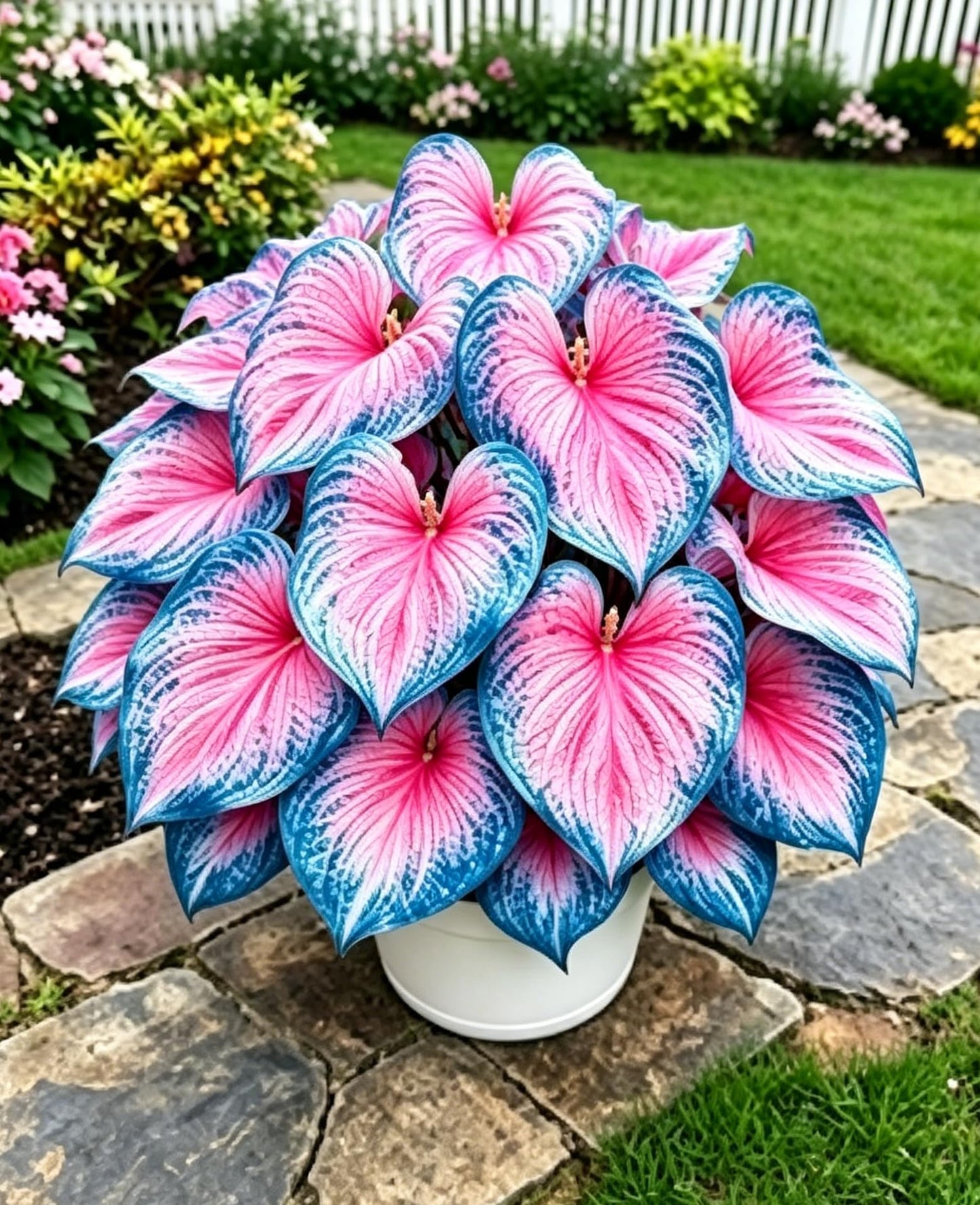 Caladium Seeds, Elephant Ear, 500+ Perennial Plant Seeds, Stunning Colorful Heart-Shaped Leaves - Fast Growing, for Pots, Planters, Gardens & Landscaping (Blue)