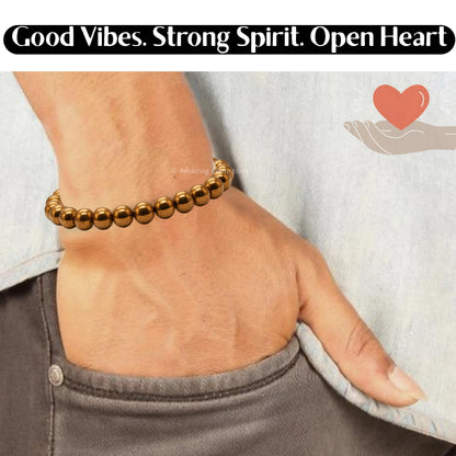 Amazing Gemstone Copper Hematite Bracelet, Gifts For Men & Women - Protection Healing Crystal Bracelet - 8mm Gemstone Beaded Adjustable Bracelet, Pulseras Para Hombres Mujer Stocking Stuffers