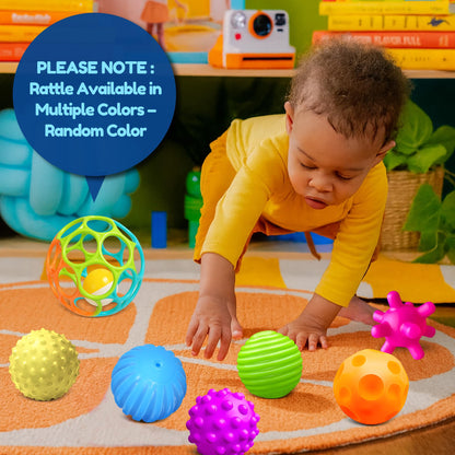 Sensory Balls for Toddlers 1-3, Sensory Baby Toys 6-12 Months, Infant Squeeze Sensory Toys,Baby Rattle Ball, Baby Teething Sensory Montessori Toys Soft Chew Toy with Rattles for Babies