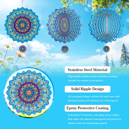 Katinyos 3D Wind Spinner, 12 inch 3D Kinetic Metal Garden Spinners, Rustproof Metal Garden Decor Yard Art, Wind Sculptures Ideal Gift for Homeowners & Garden Lovers