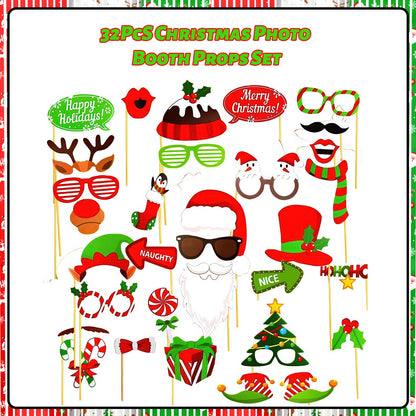 MEHOFOND 164pcs Merry Christmas Party Decorations Set, Christmas Foil Fringe Curtains, Red Green Gold Balloons Arch Garland Favors for Kids Adults Friends Ugly Sweater Party Props for Photo Supplies