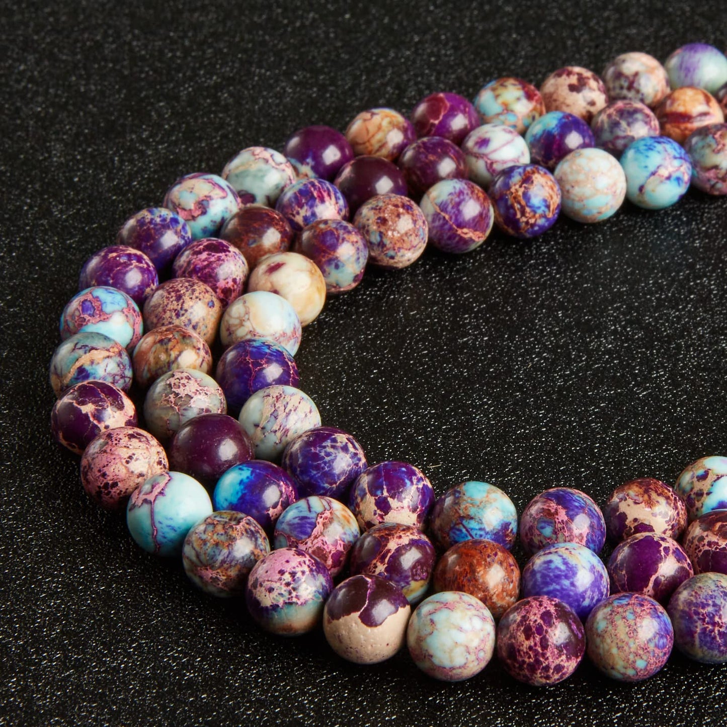 60pcs 6mm Colorful Imperial Jasper Beads Natural Gemstone Beads Round Loose Beads for Jewelry Making