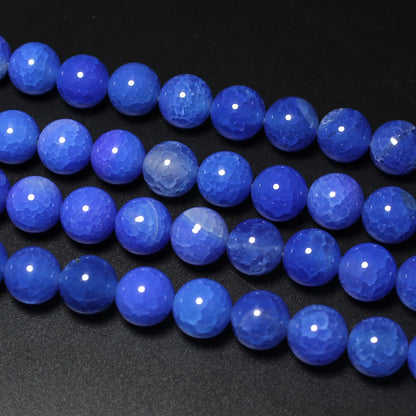 MJDCB Natural Stone Beads 8mm 43pcs Round Blue Dragon Vein Agate Loose Gemstone Bead Charms for Jewelry Making Bracelet Necklace Earring Pendant