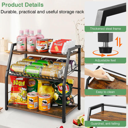 YIYYZI Kitchen Countertop Organizer, Snack Organizer Candy Display Stand Coffee Station Organizer, 3 Tier Wooden Counter Storage for Soda Cans Condiment Tea, for Pantry Office Bathroom, White (Black)