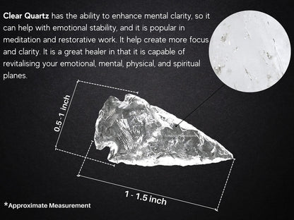 Amazing Gemstone 5 Pieces Clear Quartz Arrowhead, Crystal and Healing Stone Flint Rock Arrow Head - 1 to 1.5 Arrowheads for DIY Project Craft Point Jewelry Making