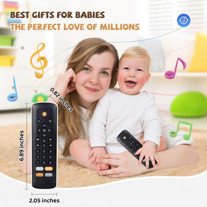 Baby TV Remote Toy with Lights & Sounds - Interactive Learning Toy (3 Languages: English/Spanish/French), 50+ Musical Sounds, Realistic Design - Perfect 1 Year Old Gift for Boys & Girls (Black)