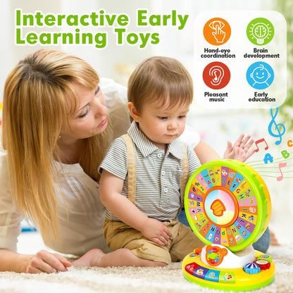 Learning Toys for 1 2 3 Year Old Boy Girl, Spin and Sing Alphabet Zoo with Sounds for Toddler 1-3, Educational Development Toy for Kid, Christmas Birthday Gifts for Baby 12-18 Months+