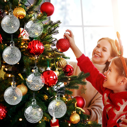 Suilung 12 Pcs Clear Glass Christmas Ornaments Balls Bulk Hand Blown Glass Ornaments for Christmas Tree Hanging Decorative Ball for Xmas Holiday Wedding Birthday Home Party Decor