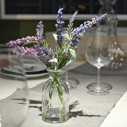 Abzo Fake Flowers- Artificial Lavender Plants in Glass Vase with Faux Water,Faux Silk Flowers Fake Plant Decor for Home Office, Bathroom Farmhouse Kitchen Dining Table Decor