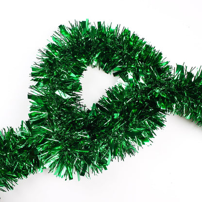 LZZYWYDTT 33FT Christmas Tinsel Garland,Green Shiny Metallic Foil Decorations for Parade Floats, Halloween, Christmas Tree, New Year Parties,Birthday Party,Indoor and Outdoor Disco Party Supplies