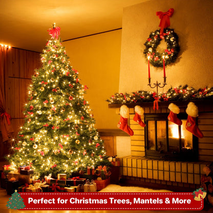 FairyGlim Christmas Lights Outdoor 100LED 33FT, Green Wire Connectable Christmas String Lights | 8 Modes Twinkle Fairy Lights Plug in with Timer, for Indoor Outside Xmas Trees Garden Party, Warm White