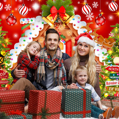 Christmas Backdrops for Photography, Gingerbread House Photo Backdrop for Wall Photoshoot, Xmas Background Holiday Party Decorations 7x5ft