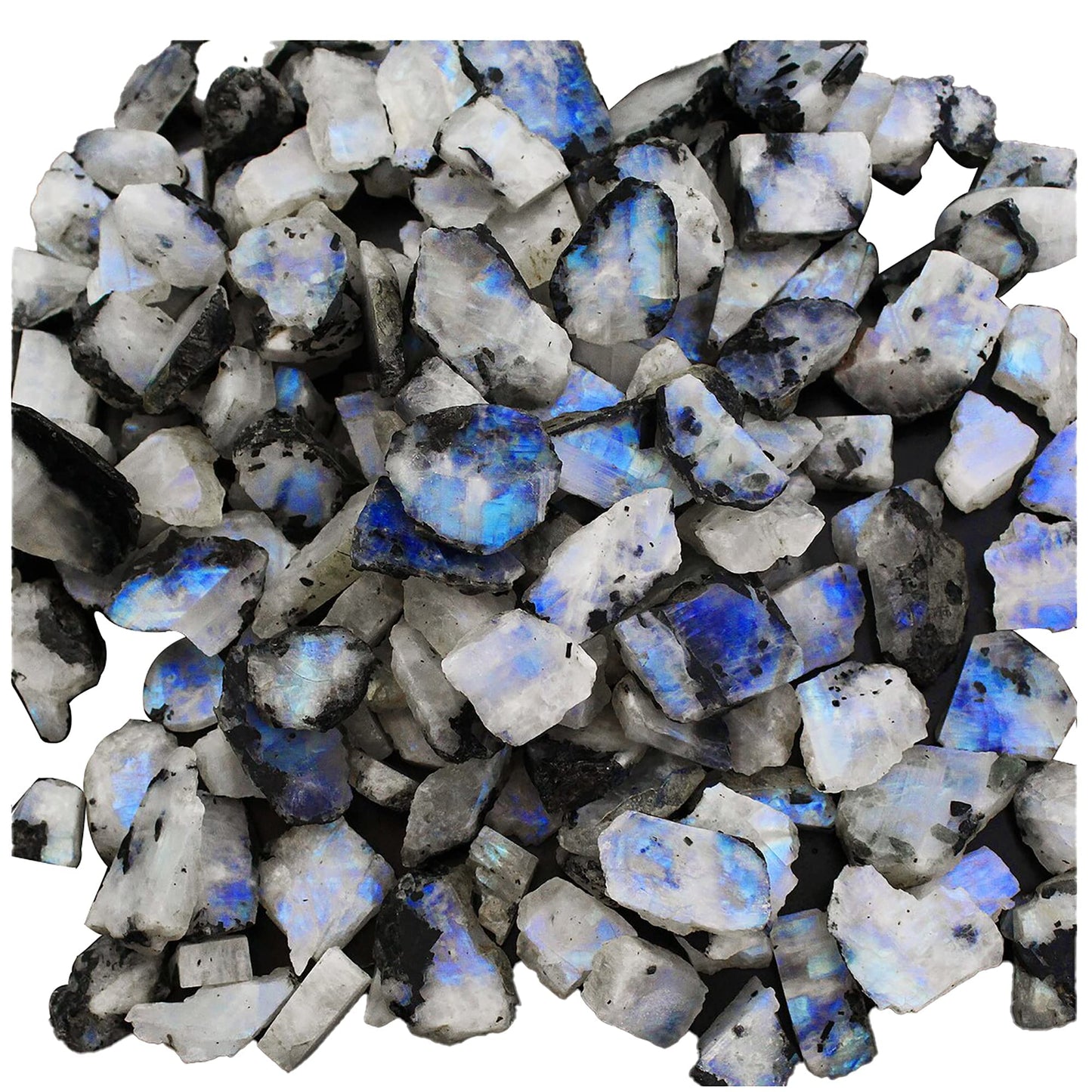 Gempires Raw Polished Blue Moonstone Gemstone For Jewelry Making, June Birthstone, Healing, Wire Wrapping, Decor, 15 to 30 mm Moonstone Rough, Loose Rough Gemstone Supplies (100 Carat)