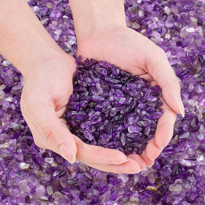 EZEELAI 0.88 Lb Amethyst Crushed Stones Crystal Quartz Chips, Natural Tumbled Stones Irregular Shaped Gravels Pebbles Healing Stones for Vases Filler, Aquarium Gravel Rocks, Succulent Plants Decor
