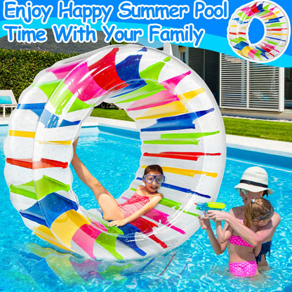 iGeeKid 65" Giant Inflatable Pool Toys Wheel Roller for Kids-Pool Floats Pool Games for Kids Age 6-8,8-12 Years Girls Boys Summer Party,Beach,Swimming Pool,Lake,Lawns Fun Water Rolling Wheel Toys