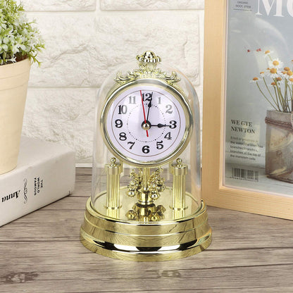 Aramox Retro Living Room Clock, European Retro Style Living Room Clock, Antique Silent Table Clock Home Decor for Home, Office, Hotel (Gold)