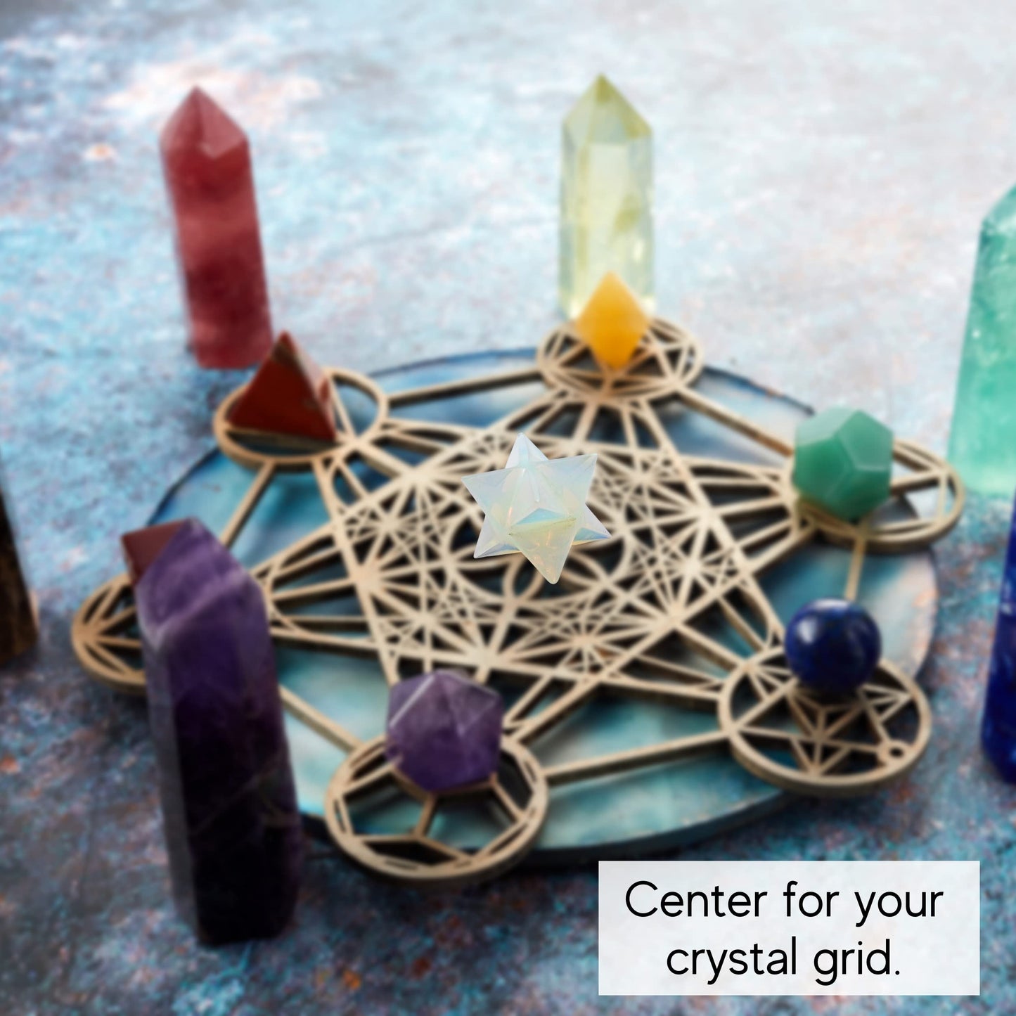 Amazing Gemstone Opalite Merkaba Crystal - 0.75 Inches Metaphysical Merkaba Star for Meditation - Energetic Tetrahedron Crystal and Healing Stones for Spiritual Growth and Healing (15-20mm)