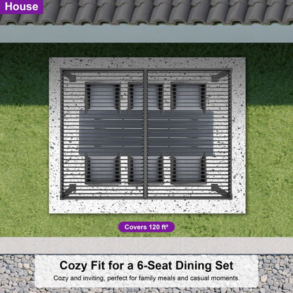 PURPLE LEAF Louvered Pergola 10' x 12' Aluminum Outdoor Pergola with Adjustable Louvers Roof and Integrated Drainage System 70 Mph High Wind Resistant Small Pergolas for Patio Deck Porch Yard