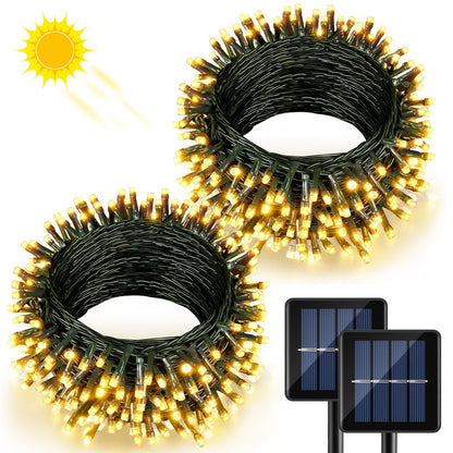 2 Pack Solar String Lights Outdoor Waterproof, 158FT 480 LED String Lights for Outside, 8 Modes Twinkle Fairy Light Green Wire for Patio Tree Garden Party Holiday Decorations, Warm White