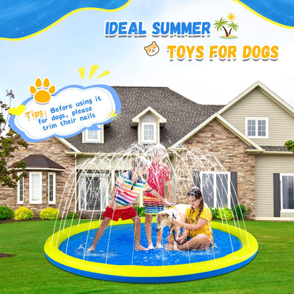 127 inch Extra Large Non-Slip Splash Pad Sprinkler for Kid and Dog, Kiddie Dog Pool, Toddler Outdoor Toys for Ages 3-12 Boys Girls, Summer Outdoor Water Kids Toys, Parent Games, Backyard, Lawn