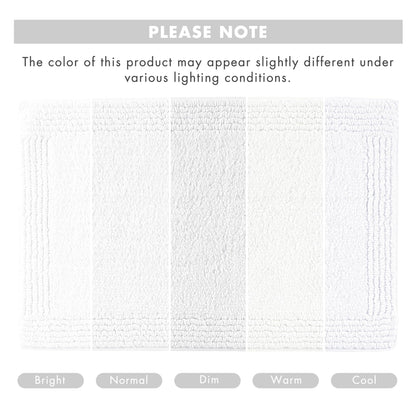 Madison Park Splendor Reversible 100% Cotton Tufted Bathroom Rug-3000 GSM Hotel Quality Luxurious Plush Medium Pile Bath Mat Absorbent, Quick Dry, Shower Room Décor, 24x60 White