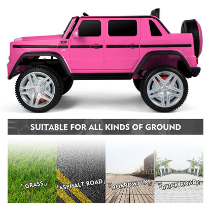 JOYLDIAS Ride On Cars, Licensed Mercedes-Benz Maybach G650S, 12V7AH Battery Powered Toy Electric Car for Kids W/LED Underglow Lights,Remote Control, 2 Motors, 3 Speeds, Music, Bluetooth,Horn,Pink