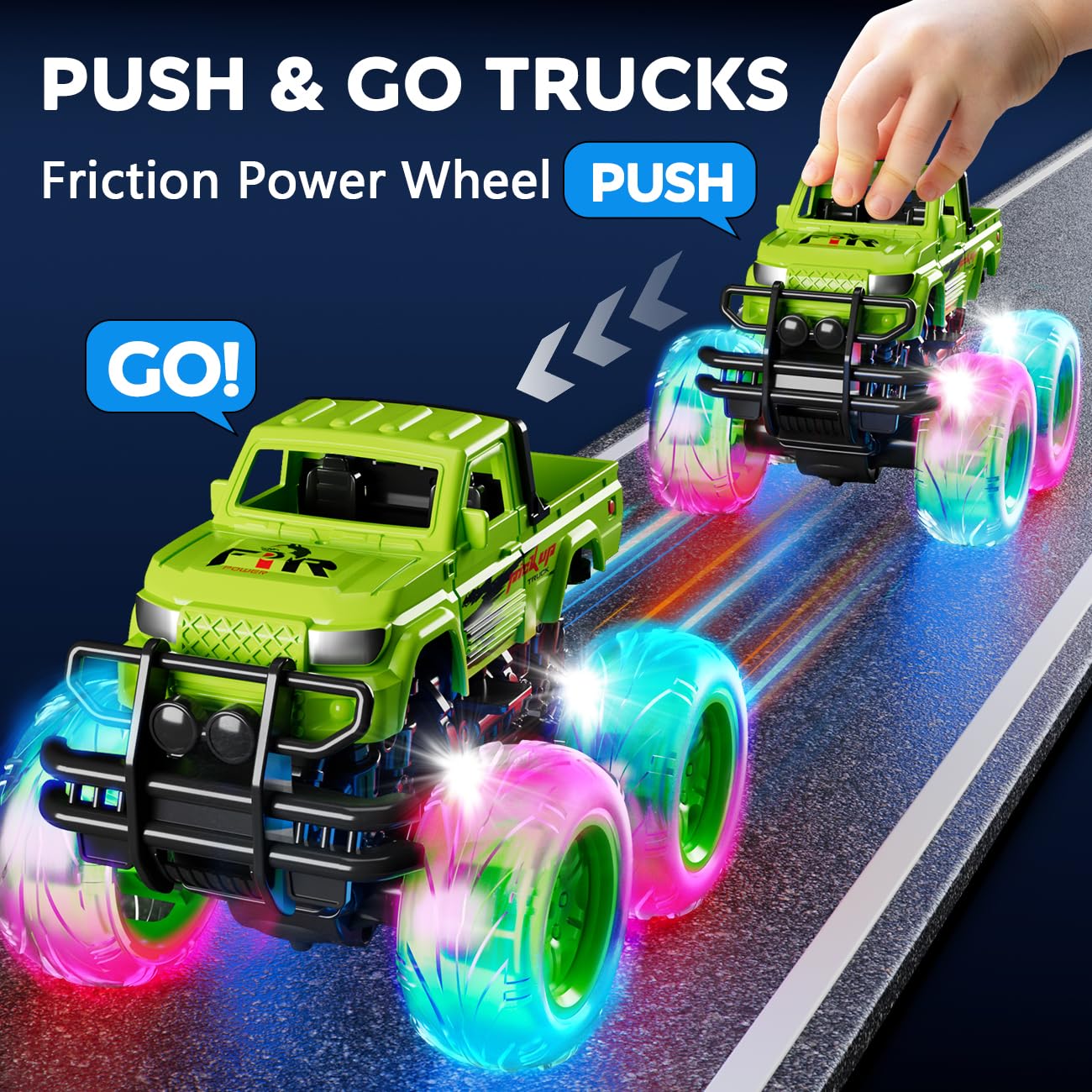 iValea Monster Trucks Toys for Toddlers Boys: Light-up Wheels for Kids Age 2-4 Years Old,Toy Car for Kid Ages 3-5,Boy Cars to 3-6,Toy Truck for Toddler 1-3,Jam Birthday Gift for Children 1-3