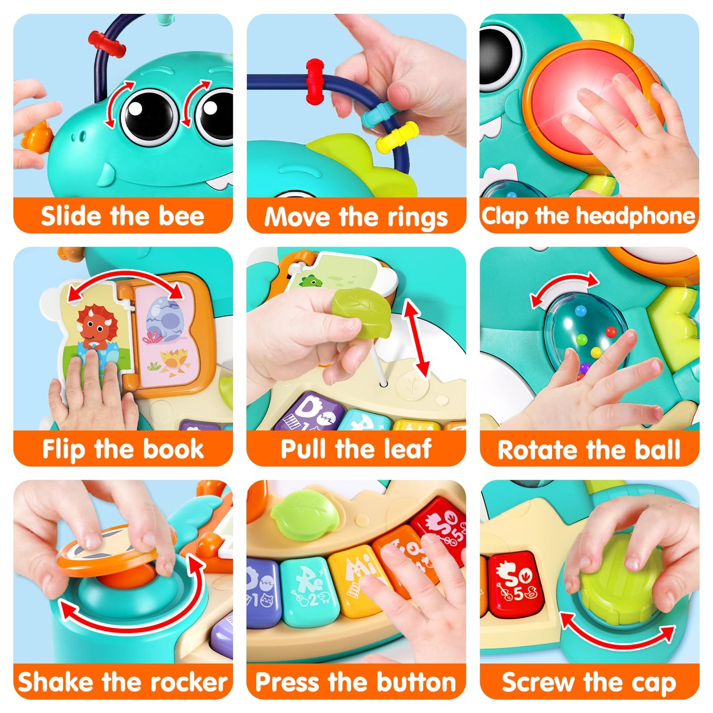 ITSFORU Baby Toys 6-12 Months Dinosaur Music Light Up Baby Piano Toys for 1 Year Old Boy Girl Early Learning Educational Piano Keyboard Infant Toys for 12 18 Months Baby Toy 1 Year Old Boys Girls Gift